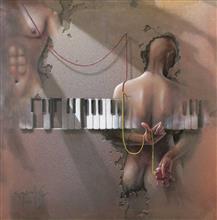 Colours of Life, Music of wings painting by Gopal Chowdhury, Acrylic and oil on canvas, 36 X 36 inches