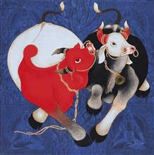 Colours of Life, Untitled - 1 painting by H R Das, Acrylic on paper, 36 X 36 inches