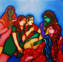 Colours of Life, Songs of silence - 3 painting by Jayita Borthakur, Oil on canvas, 30 X 30 inches