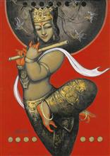 Colours of Life, Magic flute by Kishore Roy, Acrylic on canvas, 30 X 42 inches