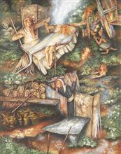 Colours of Life, Fairies and elves by Milburn Cherian, Acrylic on canvas, 16 X 20 inches