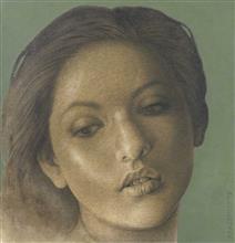 Colours of Life, Portrait of a woman painting by Prasenjit Sengupta, Acrylic on canvas, 25 X 26 inches