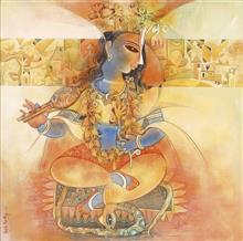 Colours of Life, Basudev by Rajib Sur Roy, Acrylic on canvas, 36 X 36 inches