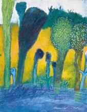 Colours of Life, Nature III,  painting by Ramlal Dhar, Gouache on board, 15.5 x 20 inches