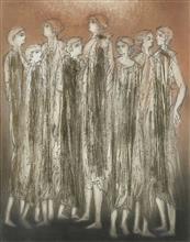 Colours of Life, Untitled - II,  painting by Samir Saha, Mixed media on paper, 22 x 28 inches