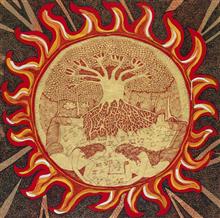 Colours of Life, The golden womb,  painting by Seema Kohli, Mixed media on canvas, 36 x 36 inches