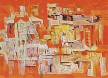 Colours of Life, Living houses,  painting by Shirish Mitbawkar, Acrylic on canvas, 36 x 22 inches