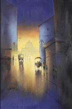 Colours of Life, Golden night 1,  painting by Somnath Bothe, Acrylic on canvas, 24 x 36 inches