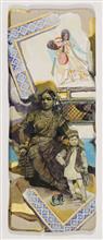 Colours of Life, Mother and child,  painting by Suhas Bahulkar, Acrylic and gold leaf on wood, 9.5 x 24 inches