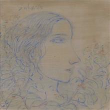 Colours of Life, Radha,  painting by Suhas Roy, Mixed media on paper, 20 x 20 inches