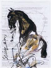 Colours of Life, Horse,  painting by Sunil Das, Mixed media on paper, 8.5 x 11 inches