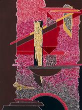 Colours of Life, Symphony in red - 1,  painting by Veena Chitrakar, Acrylic on canvas, 36 x 48 inches