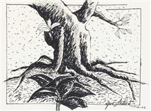 Colours of Life, Untitled,  painting by Yusuf Arakkal, Pen and ink on paper, 14.5 x 10.5 inches