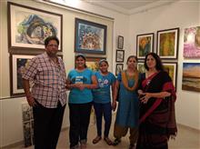 Amita Goswami with her paintings at Indiaart Gallery, Pune - 2