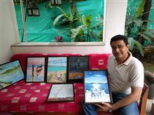 Vikram Jadhav with his parents at the second edition of Emerging Artists Show at Indiaart Gallery, Pune - 1