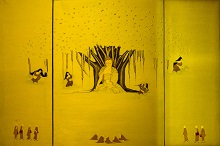 Buddha - The Peace within - 1, Painting by Sumita Dey, Oil on canvas, 44 x 64 inches