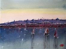 CityScape - XXXIV, Painting by Ivan Gomes, Watercolour on Paper , 11 x 14 inches