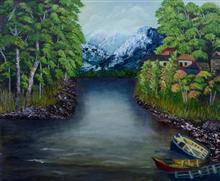 Heaven's Abode, Painting by Sudha Srivastava, Oil on Canvas, 24 x 20 inches