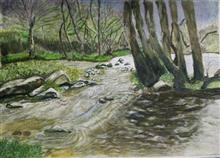 In the woods.., Painting by Mrudula Bapat, Watercolor on paper, 12 x 16 inches