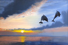 Leap of Love - 3, Painting by Sumita Dey, Oil on canvas, 24 x 36 inches