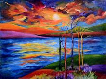 Morning Rays, Painting by Sudha Srivastava, Acrylic on Canvas sheet, 18 x 24 inches