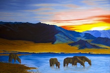 Solace in Solitude, Painting by Sumita Dey, Oil on canvas, 24 x 36 inches