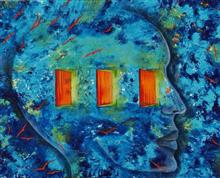 Three doors, Painting by Rupal Buch, Oil & Acrylic on Canvas, 24 x 30 inches