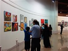 Visitors at the Emerging Artists show presented by Indiaart.com at Nehru Centre, Mumbai