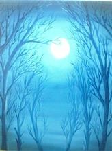 Blue Night, Painting by Urmila Nagle, Oil on canvas, 24 x 24   inches