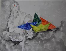 Equal creation, unequal existence, Painting by Amita Goswami, Mix media on Canvas, 24 x 30 inches 