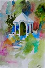 Garden Sit out, Painting by Narendra Gangakhedkar, Watercolor on paper, 11.5 x 8  inches