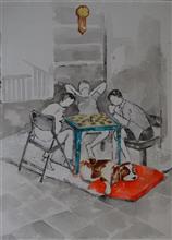 Time - Yours and mine, Painting by Amita Goswami, Mix media on Canvas, 30 x 24 inches 