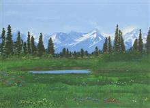 Tranquility Blossoms, Painting by Sumita Dey, Oil on canvas, 14 x 19  inches