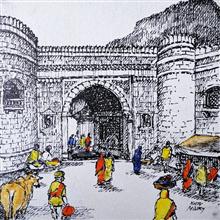 Untitled - 11, Painting by Natubhai Mistry, Acrylic on Canvas board, 12 x 12 inches