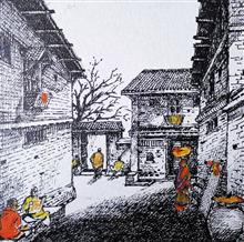 Untitled - 13, Painting by Natubhai Mistry, Acrylic on Canvas board, 12 x 12 inches