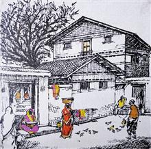 Untitled - 14, Painting by Natubhai Mistry, Acrylic on Canvas board, 12 x 12 inches