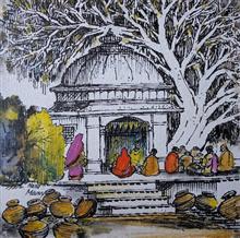 Untitled - 16, Painting by Natubhai Mistry, Acrylic on Canvas board, 12 x 12 inches