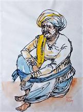 Untitled - 23, Painting by Natubhai Mistry, Watercolour on Paper, 11 x 8 inches