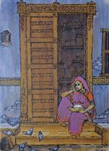 Untitled - 38, Painting by Natubhai Mistry, Acrylic on Canvas board, 17 x 12 inches