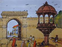 Untitled - 42, Painting by Natubhai Mistry, Watercolour on Paper, 15 x 19 inches