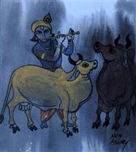 Untitled - 59, Painting by Natubhai Mistry, Watercolour on Paper, 9.5 x 8.5 inches