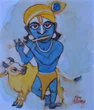 Untitled - 67, Painting by Natubhai Mistry, Watercolour on Paper, 9.5 x 8.5 inches