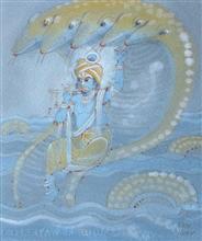 Untitled - 73, Painting by Natubhai Mistry, Watercolour on Paper, 10.5  x 9 inches