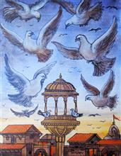 Untitled - 79, Painting by Natubhai Mistry, Acrylic on Canvas board, 18 x 14 inches