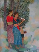 Untitled - 7, Painting by Shashikant Bane, Oil on Canvas, 42 x 30 inches