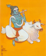 Krishna, painting by Natu Mistry 