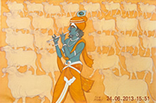 Krishna, painting by Natu Mistry