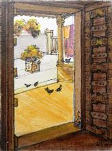 Chawk, painting by Natu Mistry, Acrylic on Canvas, 8 x 6 inches