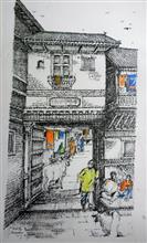 Pole Enterance - 1, painting by Natu Mistry, Acrylic on Canvas, 24 x 12 inches