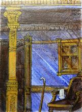 Resting Chair, painting by Natu Mistry, Acrylic on Canvas, 8 x 6 inches 